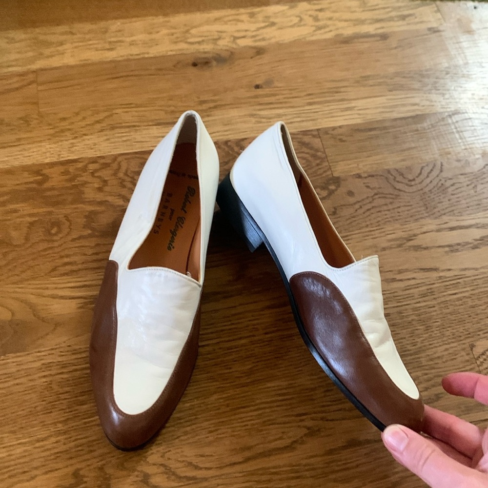 Vintage Leather Robert Clergerie for Barney’s New York Brown & White Loafers W7